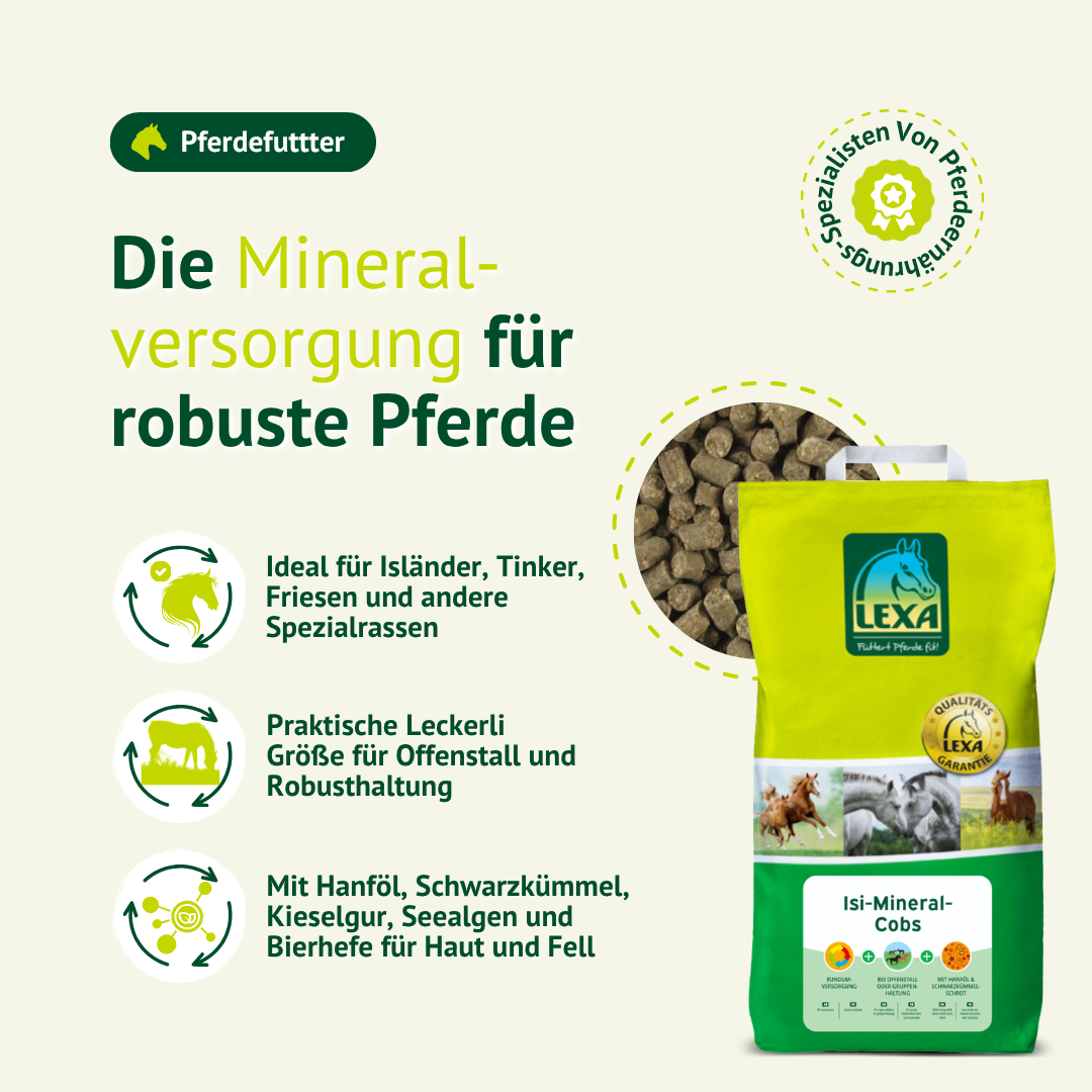 LEXA Isi-Mineral-Cobs zur Mineralstoffversorgung robuster Pferderassen