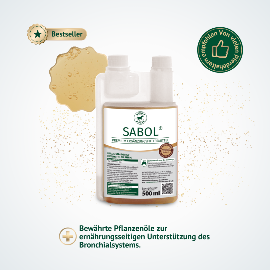 ATCOM SABOL 500 ml – Pflanzenöl-Kombination zur Unterstützung des Bronchialsystems beim Pferd