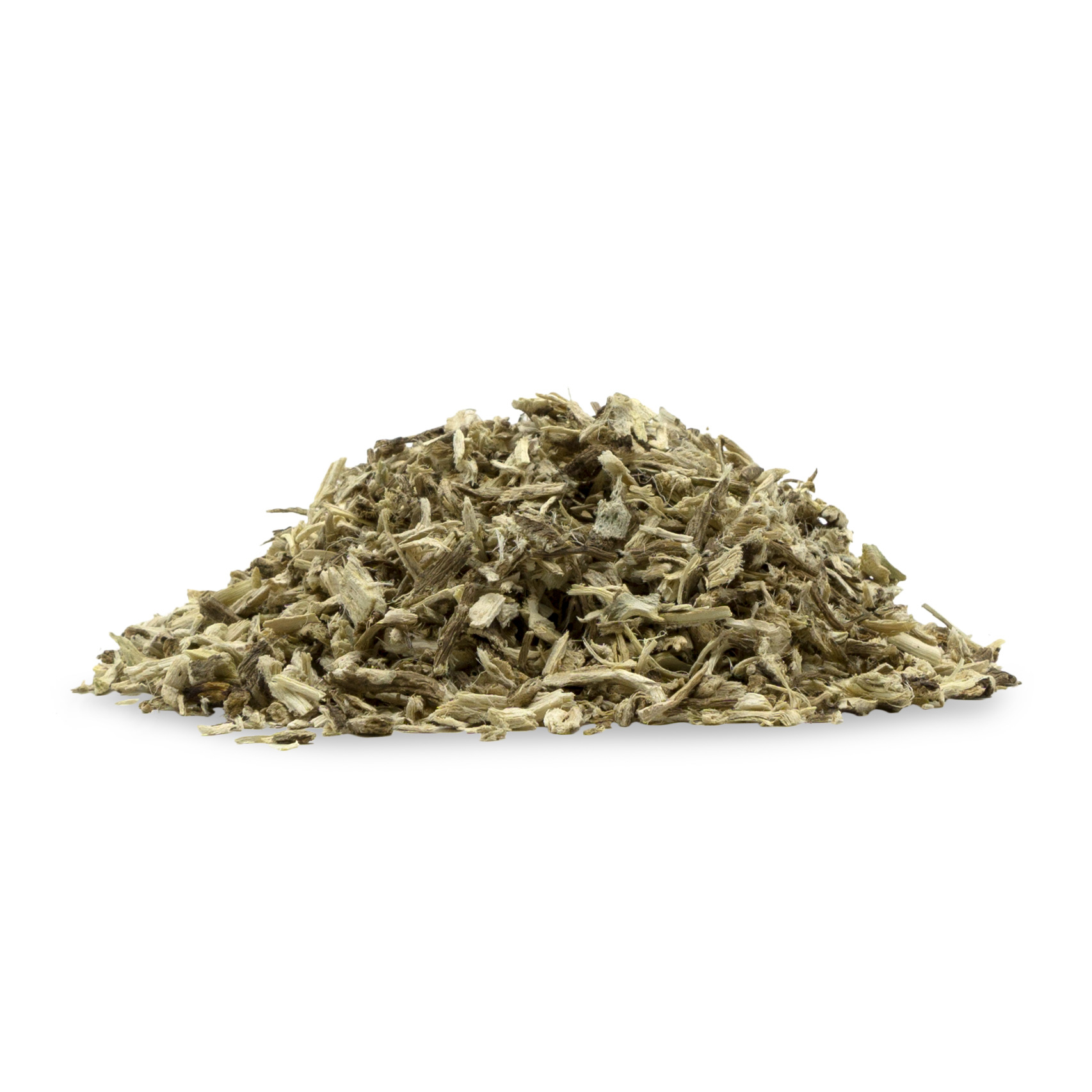 Getrocknete Eibischwurzeln Getrocknete Eibischwurzeln, lose auf einem weißen Hintergrund.