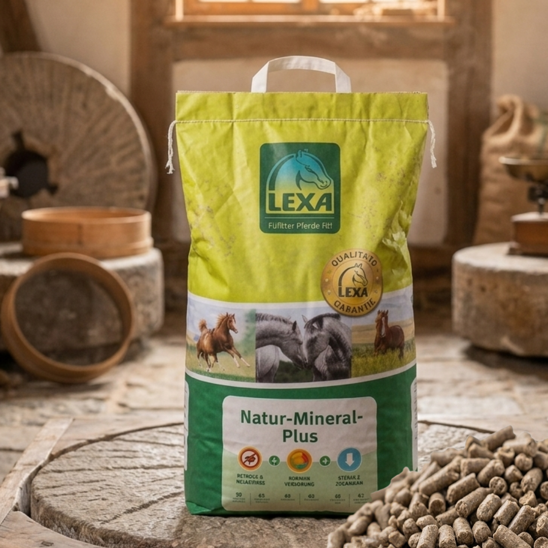 Mineralfutter Sack LEXA Natur-Mineral Plus mit Pellets – natürliche Ergänzung für Pferde