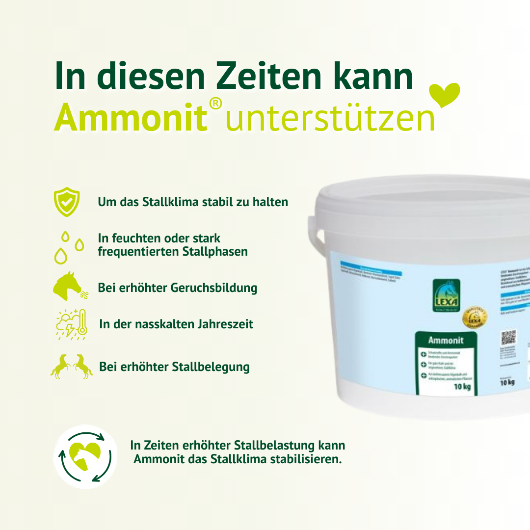 LEXA Ammonit zur Stabilisierung des Stallklimas bei Feuchtigkeit, Geruchsbildung und hoher Stallbelegung