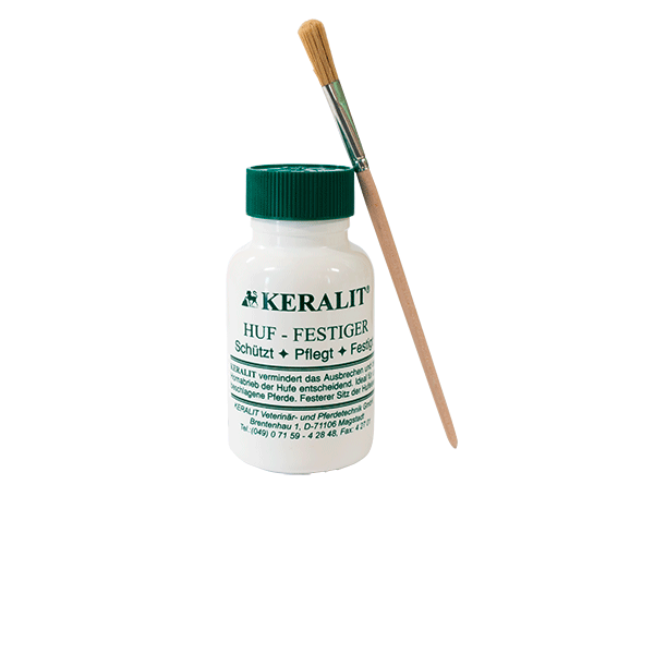 KERALIT Hufpflege KERALIT Hufpflegeprodukt in einer weißen Flasche mit grünem Deckel und Pinsel.
