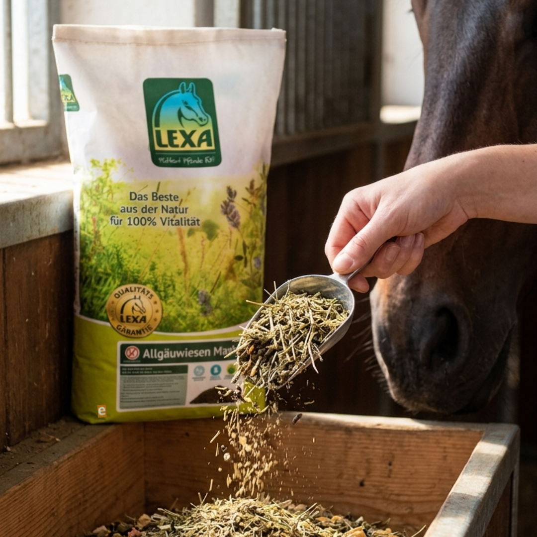 Pferd wird mit Mash gefüttert – natürliche Pferdefütterung mit hochwertigem Ergänzungsfutter