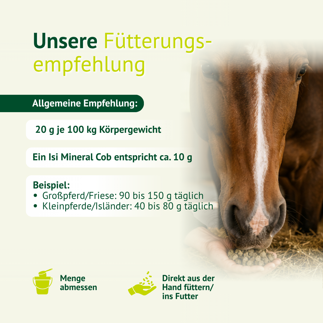 Fütterungsempfehlung und Dosierung der LEXA Isi-Mineral-Cobs